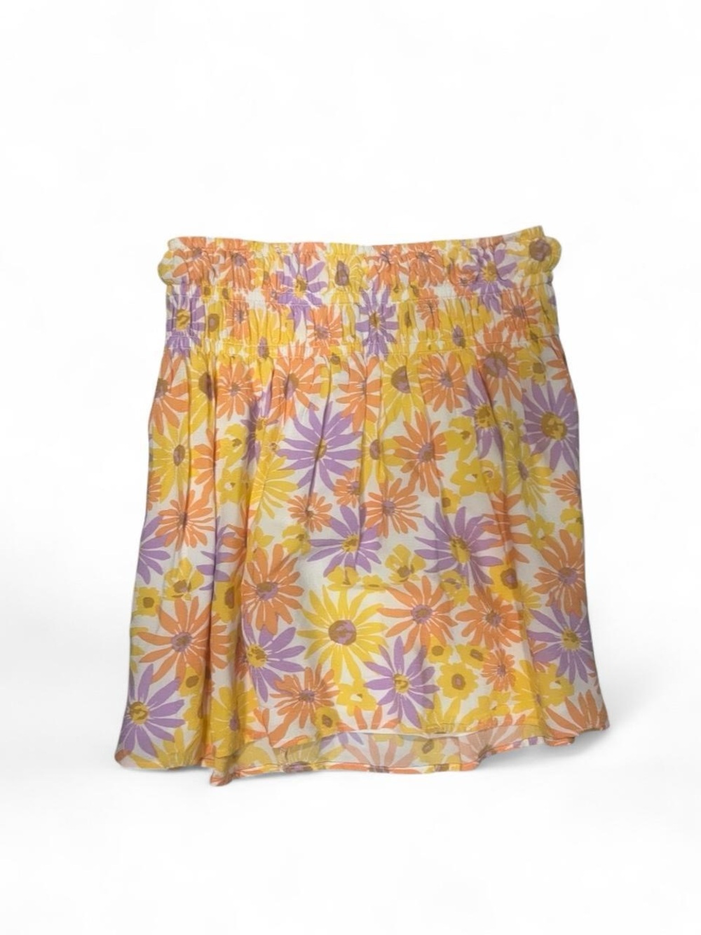 BRAND NEW WITH TAGS Floral Smocked Waist Mini Skirt - Yellow & Lilac
